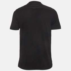 Pre Owned Prada Black Cotton and Re-Nylon Paneled Pocket T-Shirt M