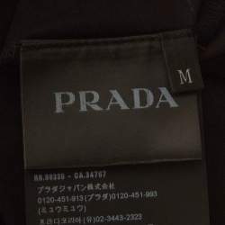 Pre Owned Prada Black Cotton and Re-Nylon Paneled Pocket T-Shirt M