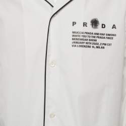 Pre Owned قميص برادا بيجاما قطن أبيض مطبوع مقاس متوسط - ميديوم