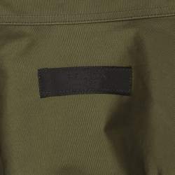Pre Owned Prada Olive Green Cotton Logo Plague Shirt M
