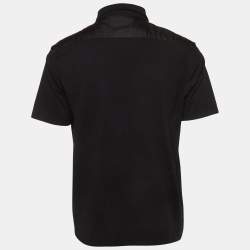 Pre Owned Prada Black Re-Nylon Triangle Logo Cotton Blend Polo T-Shirt XXL