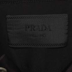 Pre Owned Prada Black Re-Nylon Triangle Logo Cotton Blend Polo T-Shirt XXL
