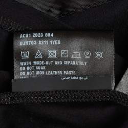 Pre Owned Prada Black Re-Nylon Triangle Logo Cotton Blend Polo T-Shirt XXL