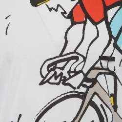 Pre Owned Prada White Graphic Print Jersey Crewneck T-Shirt XL