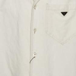 مملوكة مسبقًا Prada Cream Chambray Button Up Bowling Shirt M