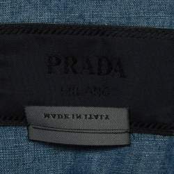 مملوكة مسبقًا Prada Blue Triangle Logo Detail Chambray Oversized Shirt M