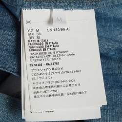 مملوكة مسبقًا Prada Blue Triangle Logo Detail Chambray Oversized Shirt M