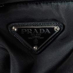 Pre Owned Prada Black Logo Detail Nylon Mid-Length Trench Coat XL