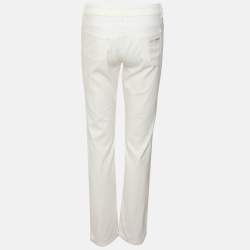 Pre Owned Prada White Denim Straight Leg Pants XS