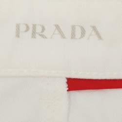 Pre Owned Prada White Denim Straight Leg Pants XS
