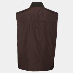 مملوكة مسبقًا Prada Brown Nylon Zip-Front Vest XL