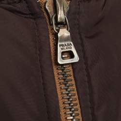 مملوكة مسبقًا Prada Brown Nylon Zip-Front Vest XL