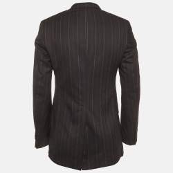 Pre Owned Prada Vintage Black Pinstripe Wool Single Breasted Blazer S
