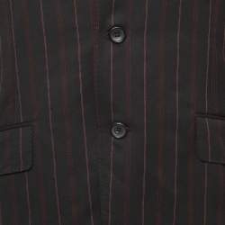 Pre Owned Prada Vintage Black Pinstripe Wool Single Breasted Blazer S