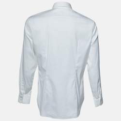 Pre Owned Prada Off White Stretch Poplin Slim Fit Shirt XL