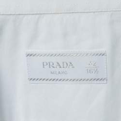 Pre Owned Prada Off White Stretch Poplin Slim Fit Shirt XL