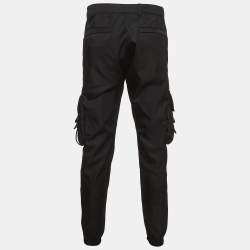 Pre Owned Prada Black Re-Nylon Triangle Logo Patch Jogger Pants M