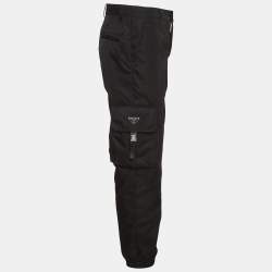 Pre Owned Prada Black Re-Nylon Triangle Logo Patch Jogger Pants M