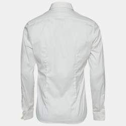 Pre Owned Prada White Cotton Button Front Tuxedo Shirt M