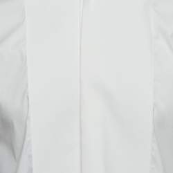 Pre Owned Prada White Cotton Button Front Tuxedo Shirt M
