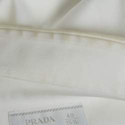 Pre Owned Prada White Cotton Button Front Tuxedo Shirt M