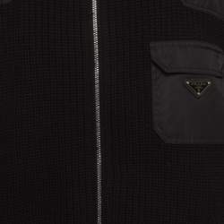 Pre Owned Prada Black Knit Zip Up Long Sleeve Jacket XL