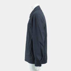 Pre Owned Prada Navy Blue Cotton Elastane Nylon zip-up jacket Size L