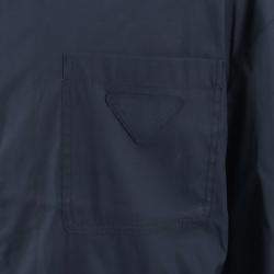 Pre Owned Prada Navy Blue Cotton Elastane Nylon zip-up jacket Size L