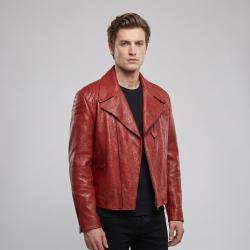 Pre Owned Prada Brown Hand-Dyed Quilted Leather Biker Jacket L