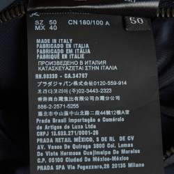 Pre Owned Prada Navy Blue Leather Reversible Zip Up Bomber Jacket L