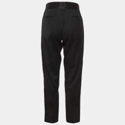 Pre Owned Prada Black Gabardine and Satin Straight Fit Tailored Trousers M