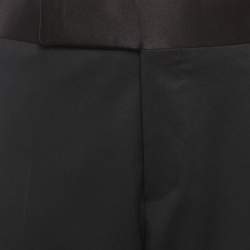 Pre Owned Prada Black Gabardine and Satin Straight Fit Tailored Trousers M
