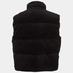 Pre Owned Prada Black Corduroy Hooded Down Puffer Vest XL
