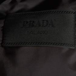 Pre Owned Prada Black Corduroy Hooded Down Puffer Vest XL