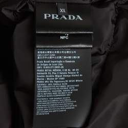 Pre Owned Prada Black Corduroy Hooded Down Puffer Vest XL