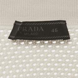 Pre Owned Prada Cream Silk and Cotton Blend Mesh Knit Polo T-Shirt S