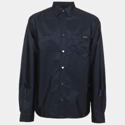 Pre Owned Prada Navy Blue Polyamide Re-Nylon Long Sleeve Shirt S