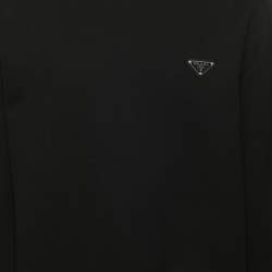 Pre Owned Prada Black Jersey and Nylon Triangle Re-Nylon Sweater S