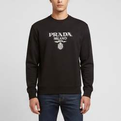 Pre Owned Prada Black Printed Jersey Crewneck Sweatshirt S