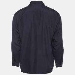 Pre Owned Prada Navy Blue Silk Zip-Up Shirt Jacket M