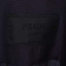 Pre Owned Prada Navy Blue Silk Zip-Up Shirt Jacket M