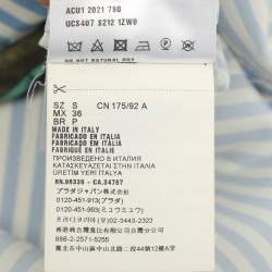 Pre Owned Prada Green/Blue Stripe Campanula Printed Poplin Double Match Split Bowling Shirt S