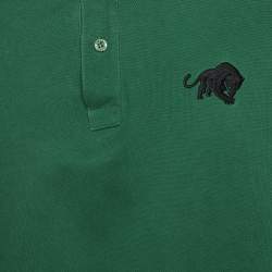 Pre Owned Prada Sport Green Panther Embroidered Cotton Pique Polo T-Shirt XXL