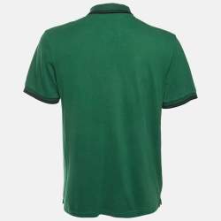 Pre Owned Prada Sport Green Panther Embroidered Cotton Pique Polo T-Shirt XXL