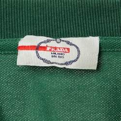 Pre Owned Prada Sport Green Panther Embroidered Cotton Pique Polo T-Shirt XXL