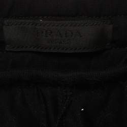 Pre Owned Prada Re-Nylon Black Logo Detail Technical Cotton Joggers Pants L