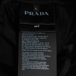 Pre Owned Prada Re-Nylon Black Logo Detail Technical Cotton Joggers Pants L