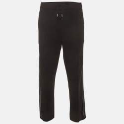 مملوكة مسبقًا Prada Black Knit Side Stripe Straight Fit Pants XXL