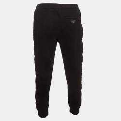 Pre Owned Prada Re-Nylon Black Side Striped Cotton Track Pants XXXL