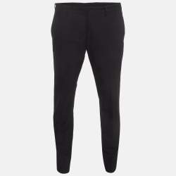 مملوكة مسبقًا Prada Navy Blue Synthetic Stretch Slim Fit Trousers XL